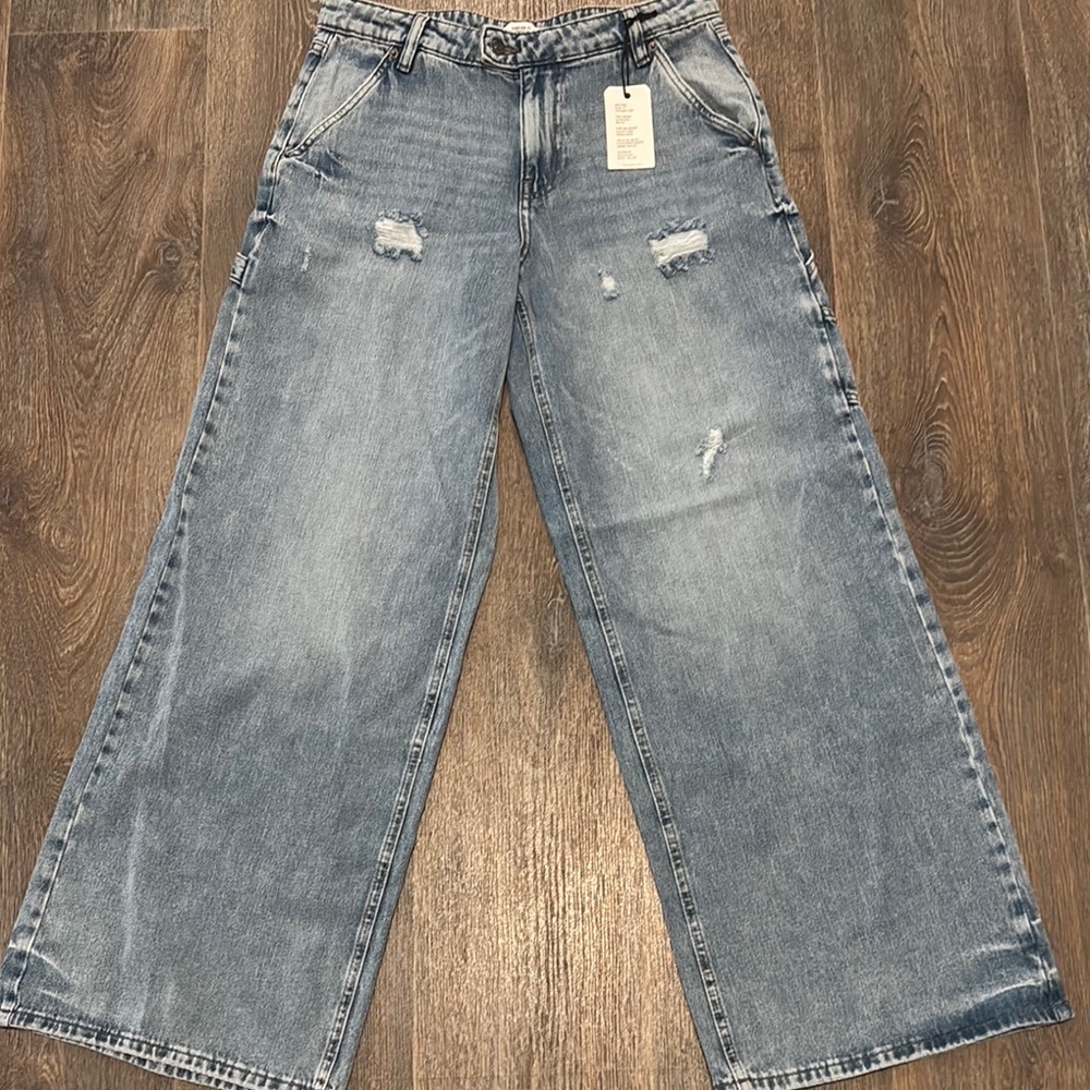 Forever 21 Blue Flare Wide-Leg Jeans